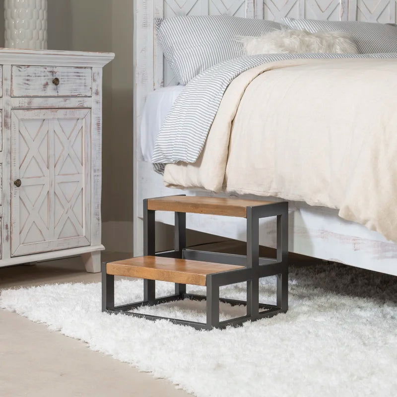 Furnishiaa 2 Step Solid Wood & Metal Step by Step Stool - Furnishiaa -  -